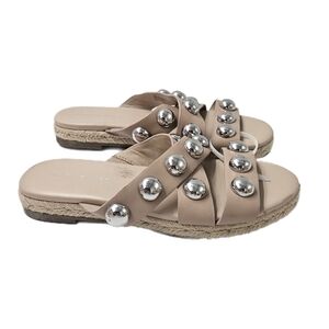 Marc Fisher Prisca Espadrille Sandals Tan Studded Slide Women Size 6